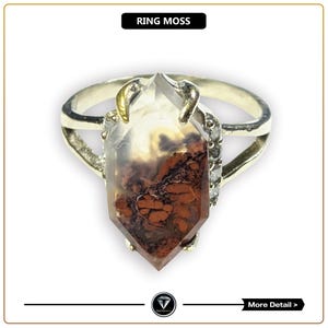 Natural Moss Agate Ring | Unique Engagement Ring | Art Deco Jewelry | Anniversary Gift | Gemstone Promise Ring | Mother's Day Gift