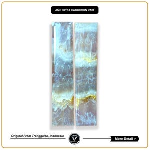 Amethyst Rectangle Cabochon Pair Gemstones - Cultured Natural Amethyst Gems for Jewelry Making & Crafting