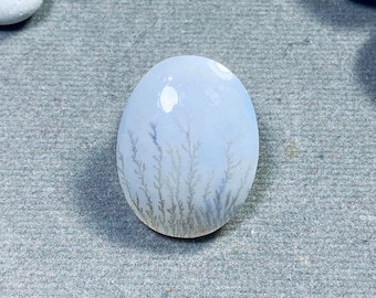 天然デンドライトアゲートカボション 22 x 18 mm | オーバルランドスケープストーン | ジュエリーメイキング用カボション