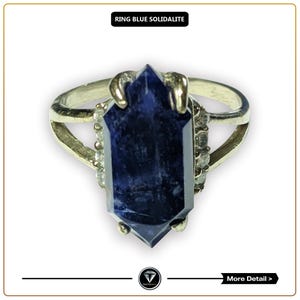 Stunning Sodalite Ring/ SilverTitanium Ring/ Sodalite Gemstone Ring/ Large Blue Sodalite Ring/ Big Sodalite Statement Ring