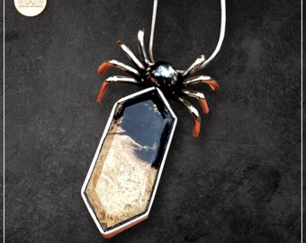 Spider Pendant | Jewellery Halloween Gothic Spooky Season Necklace Witchy | Gemstone Pendant