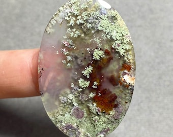 Natural Moss Agate Cabochon – Landscape Gemstone Agate from Indonesia, Collector Healing Stone