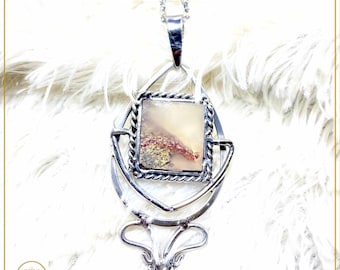 Moss Agate Pendant Necklace Birthday Gifts Handmade Natural Stone Pendant