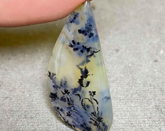 Dendritic Agate Cabochon, Flowers Growing on a Hilltop