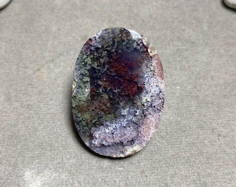 Cabochon En Agate Mousse Naturelle - Dimensions 30x22x7 Mm - Poids 37 Carats - Qualité Exceptionnelle