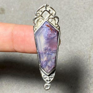 Colar com pingente de ágata musgosa roxa natural: corrente de aço inoxidável, joia boho imagem 3