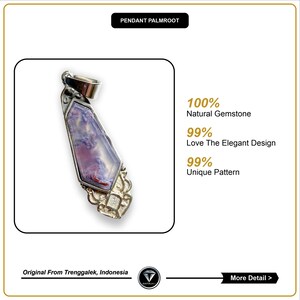 Pode incluir: Um pingente de prata com uma pedra de &aacute;gata &uacute;nica, roxa e branca, adornada com um design de prata detalhado. O pingente &eacute; 100% pedra natural, 99% ama o design elegante e 99% padr&atilde;o &uacute;nico.  Original de Trenggalek, Indon&eacute;sia.