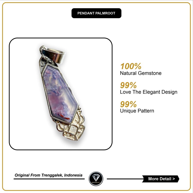 Pode incluir: Um pingente de prata com uma pedra de &aacute;gata &uacute;nica, roxa e branca, adornada com um design de prata detalhado. O pingente &eacute; 100% pedra natural, 99% ama o design elegante e 99% padr&atilde;o &uacute;nico.  Original de Trenggalek, Indon&eacute;sia.