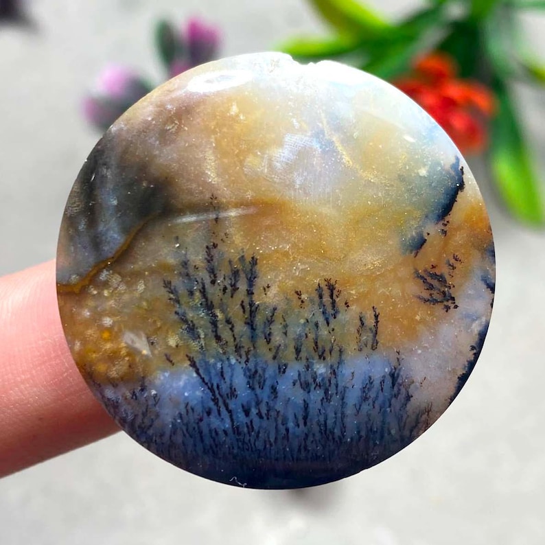 Shazar Scenic Dendrite Agate Cabochon Natural Dendritic Agate Gemstone for Jewelry Making image 1