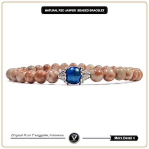 Men Bracelet Gentlemen Bracelet Women Bracelet Red Jasper With synthetic opal/glass cabochon Bracelet Stone Beads Bracelet Gift Jewelry