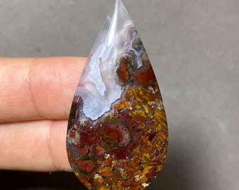 Scenic Moss Agate Cabochon: AAA Quality Loose Gemstone