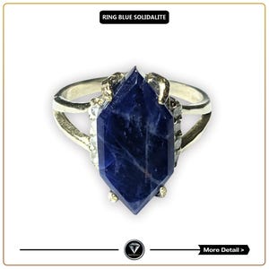 Vintage Genuine Blue Sodalite  Ring, Blue Sodalite Ring, Natural Sodalite Gemstone, Hexagonal Blue Ring, Handmade Jewelry Gift