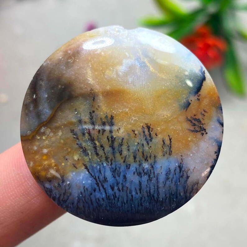Shazar Scenic Dendrite Agate Cabochon Natural Dendritic Agate Gemstone for Jewelry Making image 2