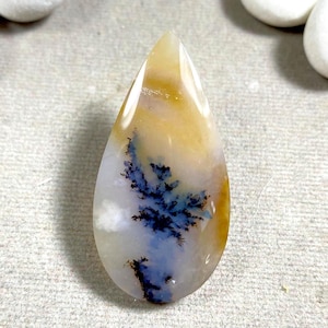 Yellow Dendritic Agate Cabochon – Polished Gemstone for Jewelry