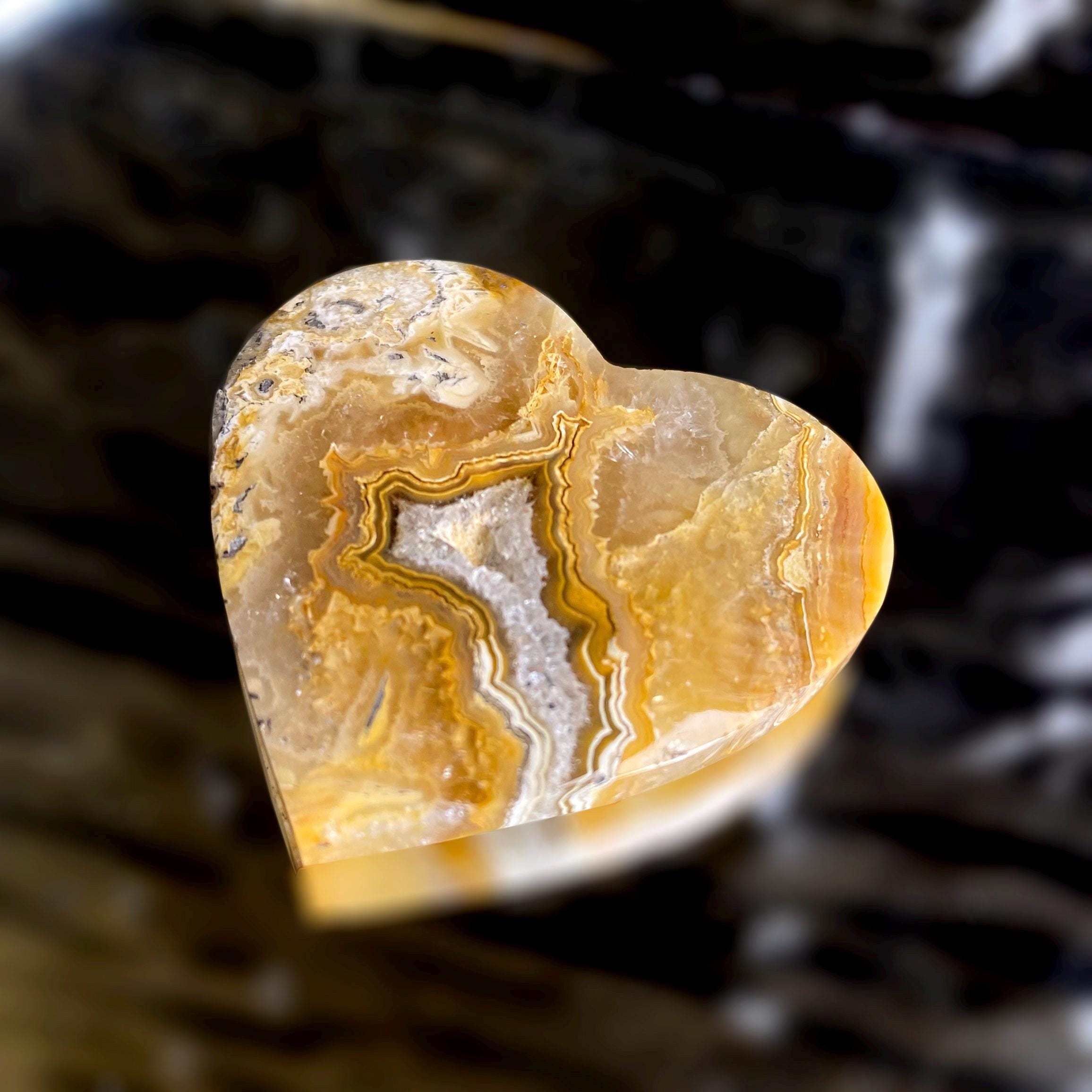 Yellow Crazy Lace Agate Heart, Gemstone for Joy and Optimism