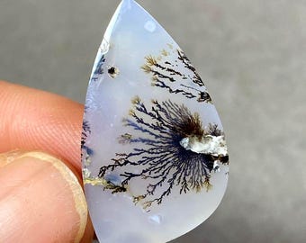 Piedra suelta de ágata dendrita, diseño de helecho blanco nevado, piedra preciosa suelta para colgante bohemio.