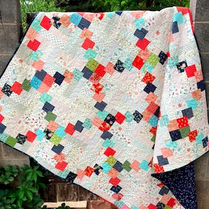 Stacked Squares - PAPER Quilt Pattern - Scrap or Fat Quarter Friendly in 7 size options