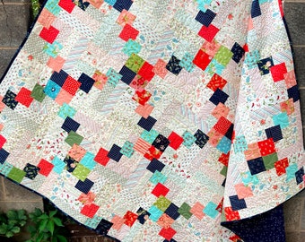 Stacked Squares - PAPER Quilt Pattern - Scrap or Fat Quarter Friendly in 7 size options