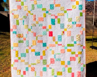 Dizzy Days Irish Chain - PAPER Quilt Pattern - Scrap or Layer Cake Friendly in 6 size options