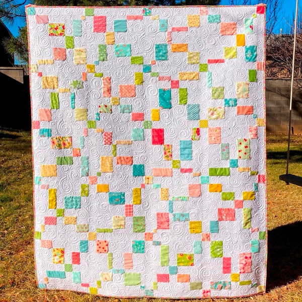 Dizzy Days Irish Chain - PAPER Quilt Pattern - Scrap or Layer Cake Friendly in 6 size options