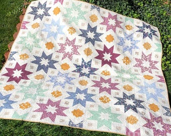 Wandering Star - PDF Quilt Pattern - Fat Quarter Friendly in 6 size options