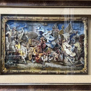 Scena di battaglia mitologica in rilievo 3D – Riproduzione artistica storica con effetto antico, decorazione da parete