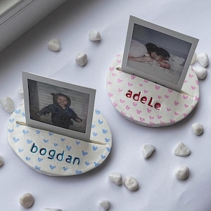 Personalized Instax Photo Holder - Custom Name Clay Stand - Handmade Polaroid Display