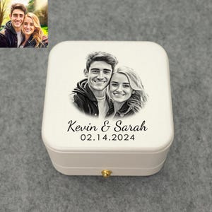 Gepersonaliseerde dubbele trouwringdoos, aangepaste fotoringhouder, doos verlovingsvoorstel, huwelijksdecorcadeau, aangepaste aandenken koppel