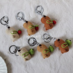 Capybara Keychain, Cute Strawberry & Frog Backpacks, Handmade Capybara, Capybara Crochet Gifts
