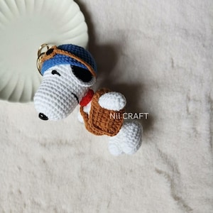 Handmade Pilot Snoopy, Beagle Dog, Crochet Snoopy Keychain, Handmade Stuffed Dolls, Snoopy Collection