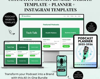 Podcast Media Kit Bundle: Website Template, Planner, Instagram Templates