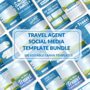 Travel Agent Social Media Templates: 100 Editable Canva Designs