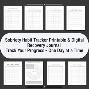 Sobriety Habit Tracker: Printable Recovery Journal (PDF, 130 Pages)