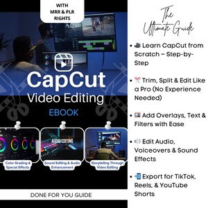 CapCut Video Editing eBook | Canva Editable PLR Digital Product | Video creator ebook Capcut Guide Rebrand & Resell, capcut plr guide, video editing ebook, capcut mrr ebook, canva ebook template , editable video guide, tiktok video editing, faceless video editing , video editing plr ,capcut editable book , social media plr , digital product mrr , rebrand and resell , plr rights included , video reels plr , capcut blueprint ,video creation guide ,sound effects pack ,dfy digital products