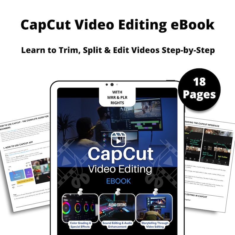 CapCut Video Editing eBook | Canva Editable PLR Digital Product | Video creator ebook Capcut Guide Rebrand & Resell, capcut plr guide, video editing ebook, capcut mrr ebook, canva ebook template , editable video guide, tiktok video editing, faceless video editing , video editing plr ,capcut editable book , social media plr , digital product mrr , rebrand and resell , plr rights included , video reels plr , capcut blueprint ,video creation guide ,sound effects pack ,dfy digital products