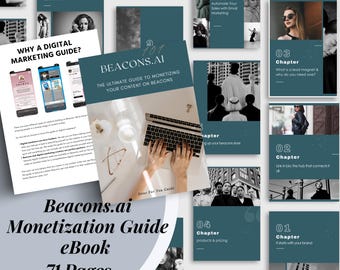 E-book de monetização Beacons.ai: direitos PLR, Canva editável (guia de 71 páginas)