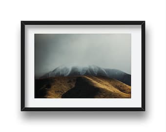 Mountain Landscape Print | Misty Forest Wall Art | Cinematic Nature Photography | Neutral Minimal Wall Decor