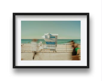 Bondi Beach Lifeguard Tower Print – Coastal Australia Wall Art, Cinematic Beach Photography