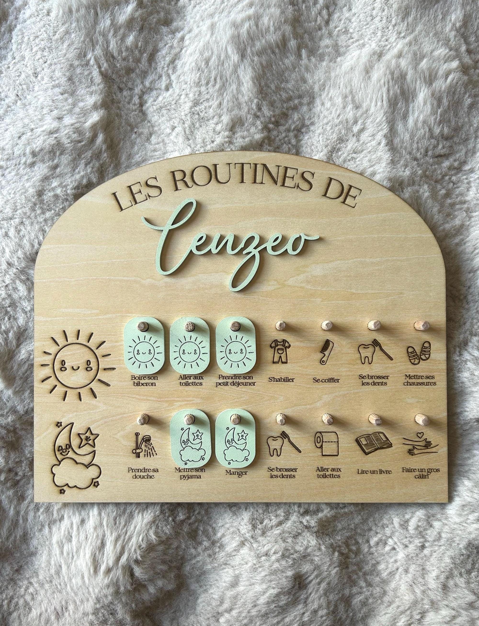 Tableau de routine quotidienne enfant personnalisée, matin et soir ...