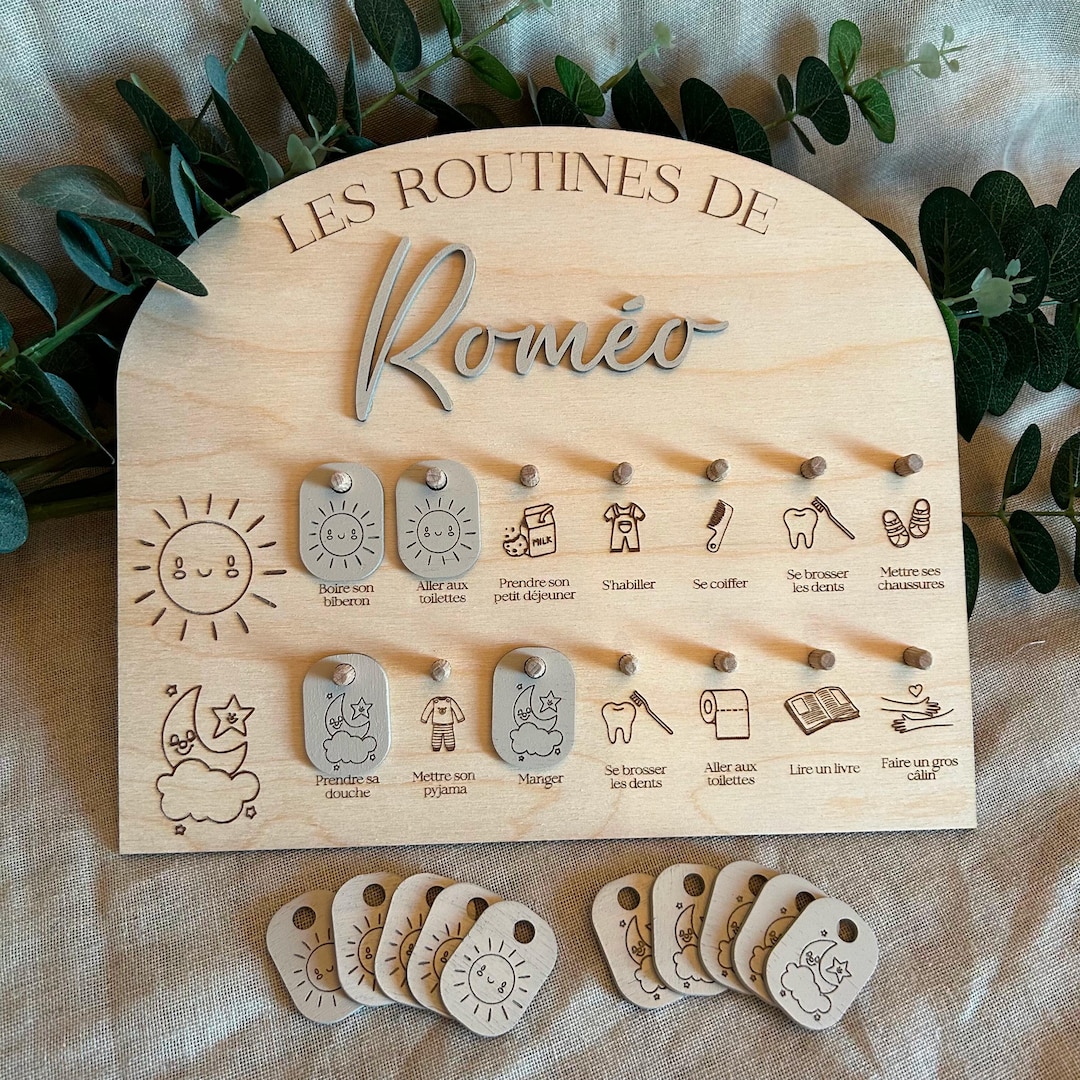 Tableau de routine quotidienne enfant personnalisée, matin et soir ...