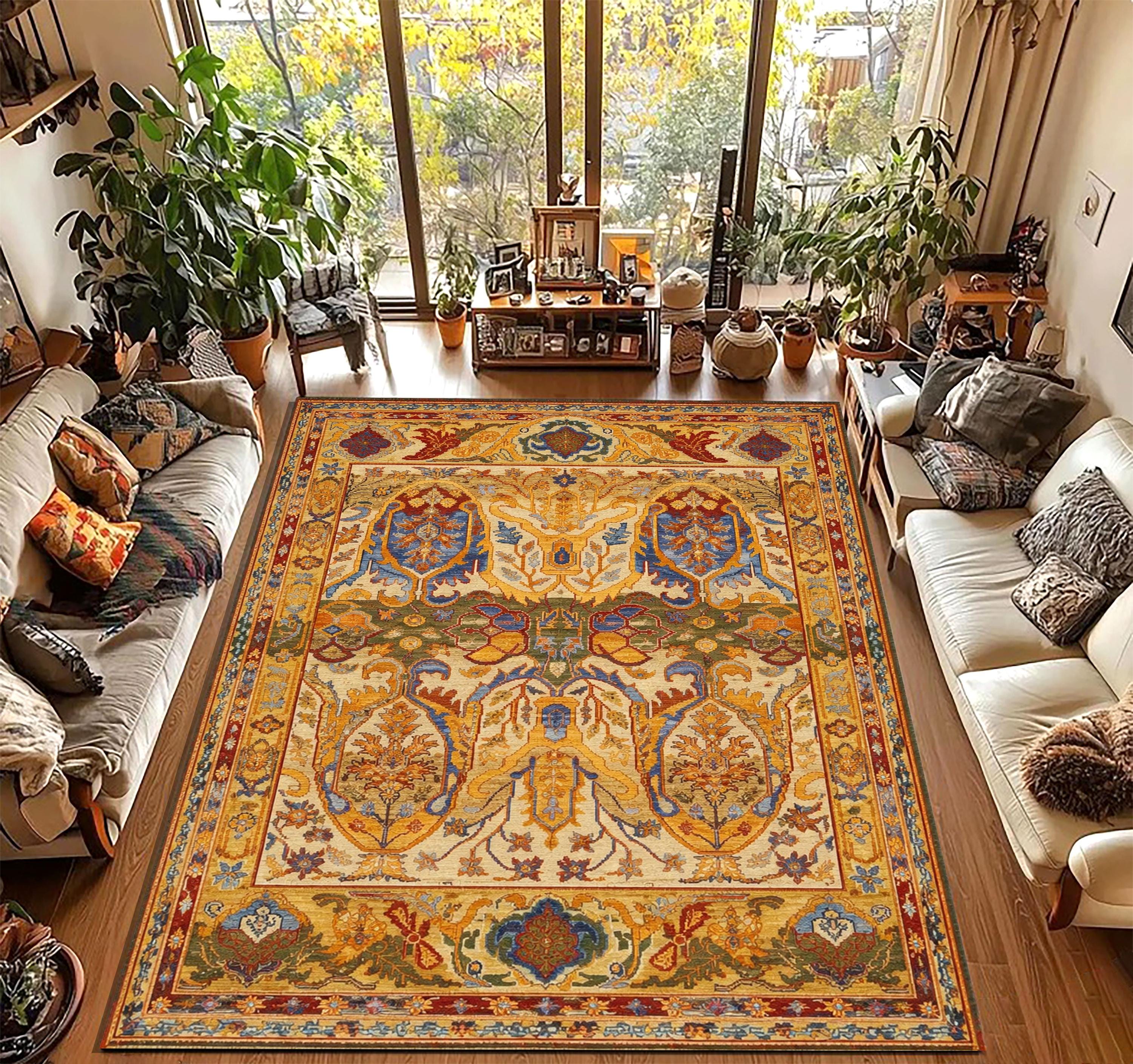 Vintage Oriental Floral Area Rug, Traditional Turkish Style Carpet