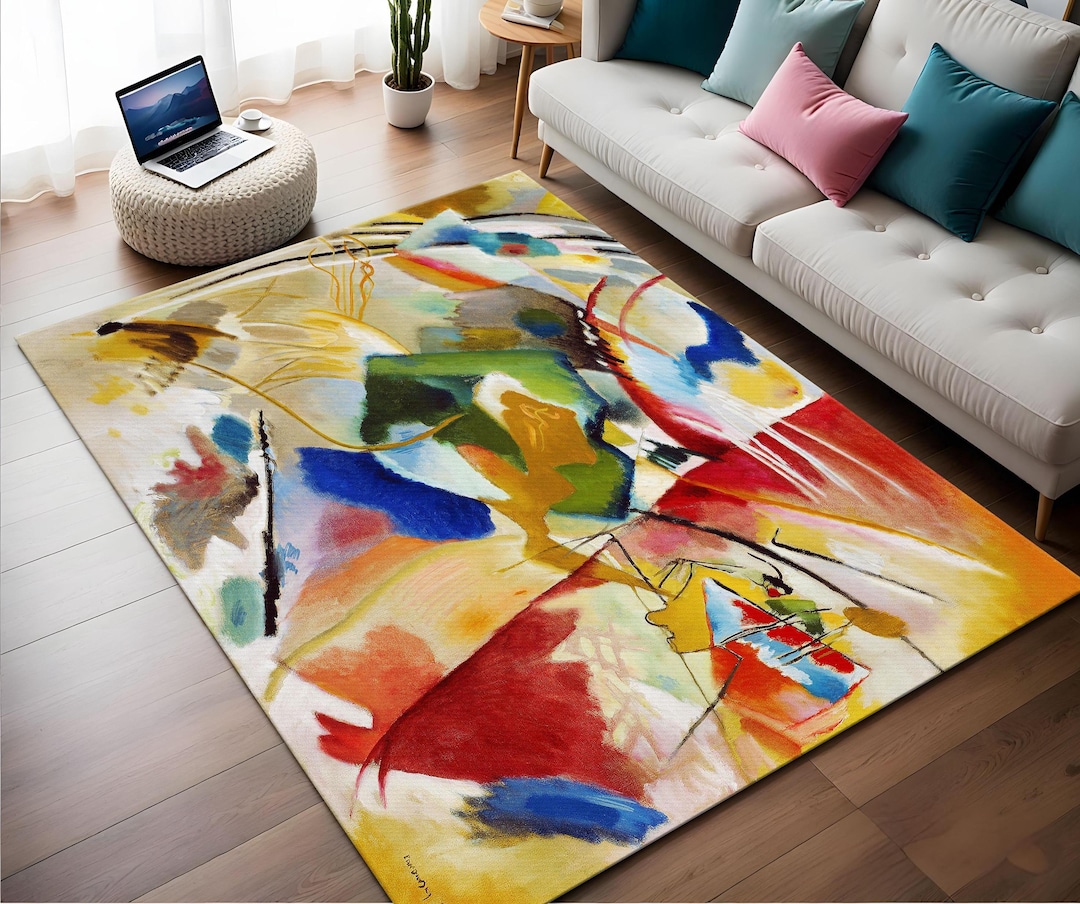 Kandiski Rug Kandinsky Art Rug: 'painting With Green Center' Washable Non-slip Rug ...