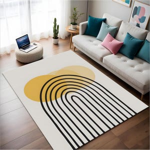 Minimalist Modern Rug, Abstract Area Rug, Mid Century Floor Rug, Geometric Living Room Rug, Boho Bedroom Decor Rug, Soft Rugg, Cool Rug