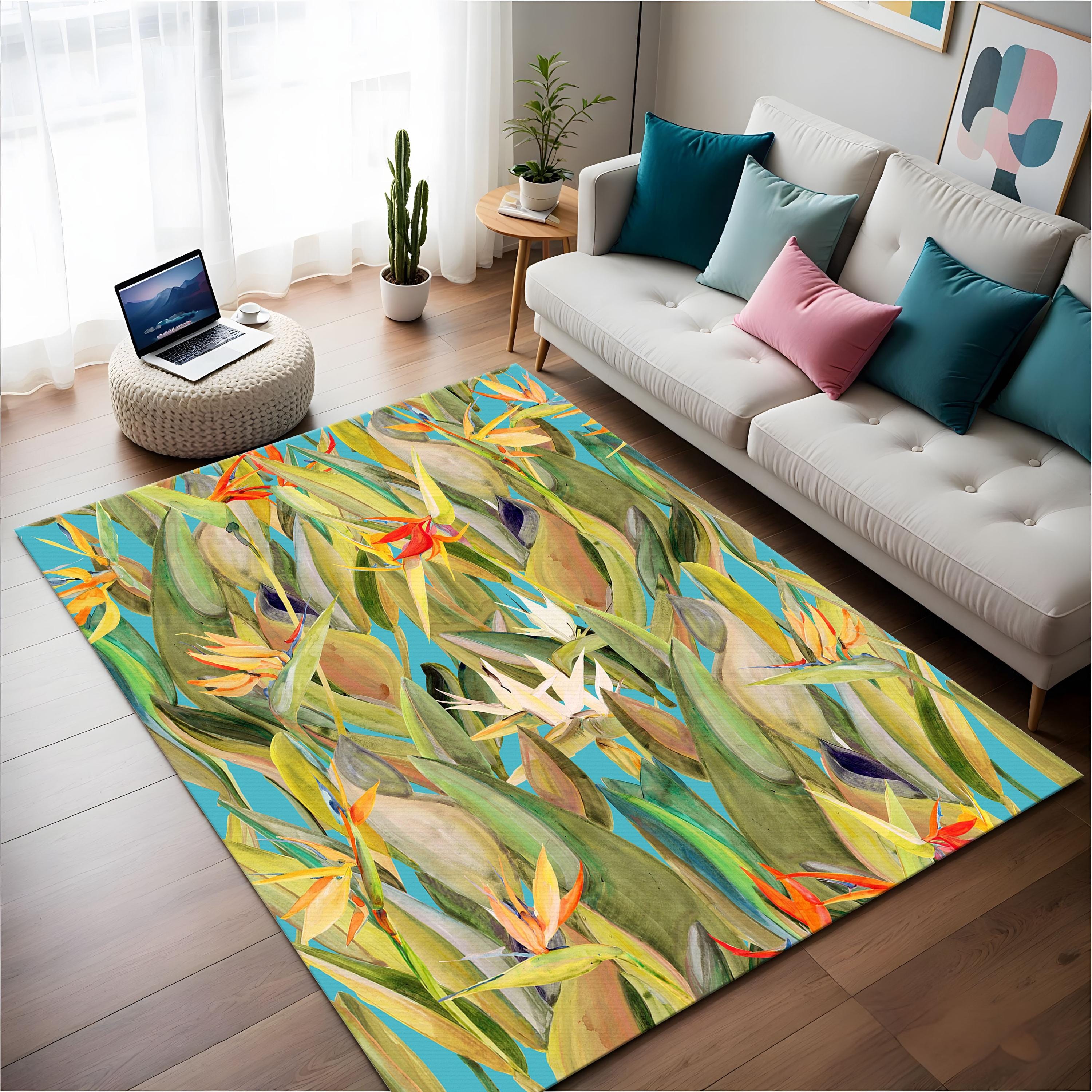 Georgia O'keeffe Rug: Blue Bird of Paradise Art, Abstract Floral Rug - Etsy