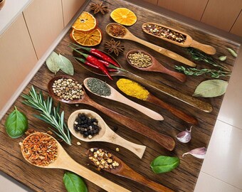 Fruit & Spice Kitchen Rug: Bamboo Non-Slip Mat