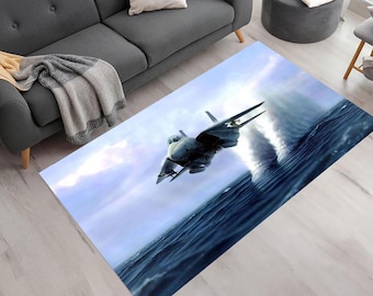 F14 ラグ、航空ラグ、航空装飾、軍用機、滑走路ラグ、飛行機アート、航空ギフト、エリアラグ、滑り止めラグ、モダンラグ、飛行機ラグ