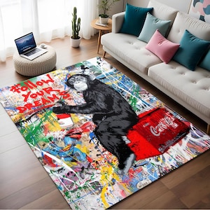 Banksy Monkeys Parliament, Banksy Rug,Step Rug, Banksy Monkeys Rug, 3D Printed Rug, Painting Rug, Living Room Rug,Office Room Rug,Bamboo Rug