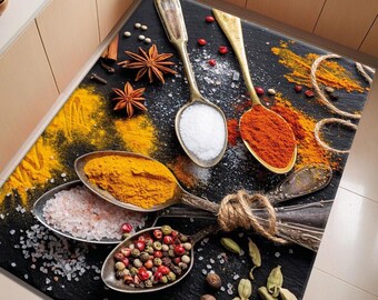 Vibrant Spices Kitchen Rug: Non-Slip, Machine Washable