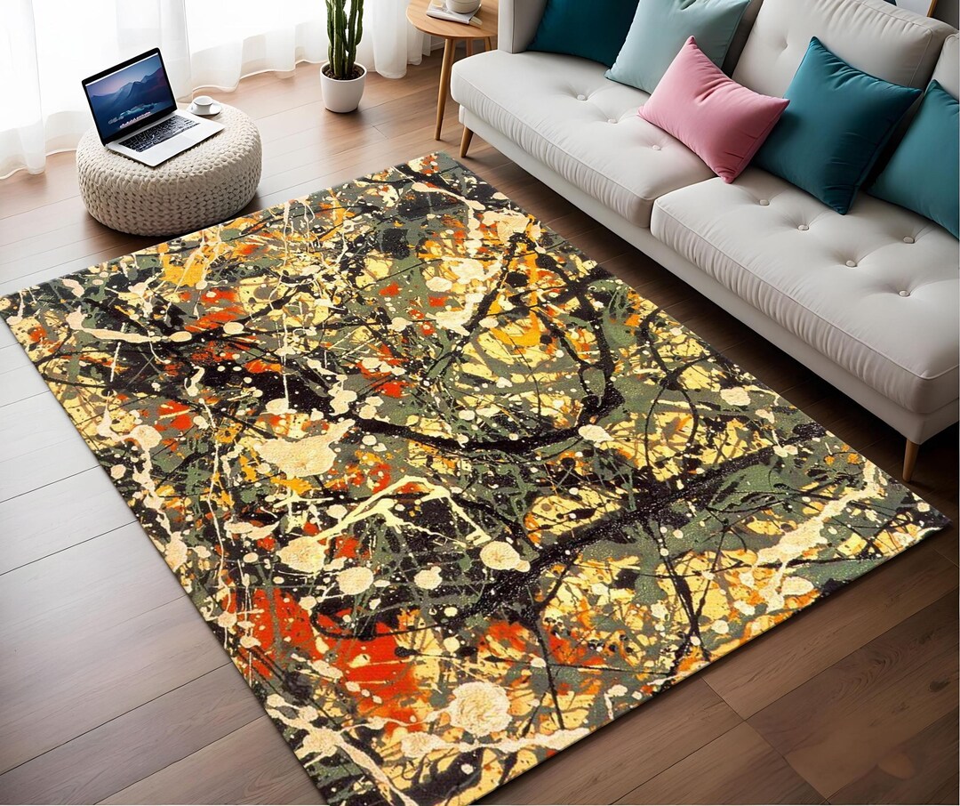 Jackson Pollock Style Rug: Modern Abstract Splatter Art, Bamboo Fiber ...