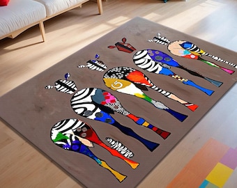Alfombra con estampado de cebra: suave alfombra de bambú para habitación infantil